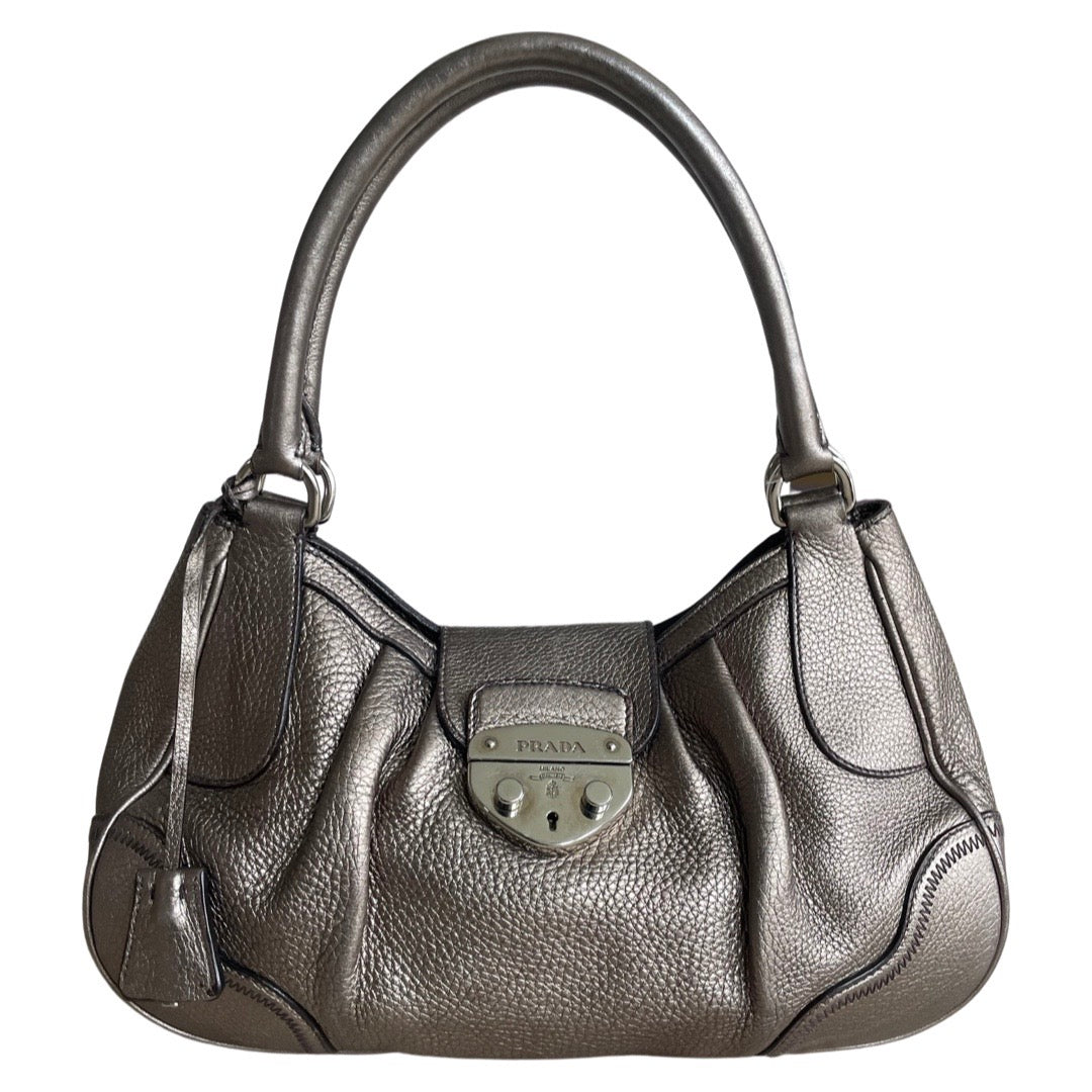 Prada pebbled shoulder bag online