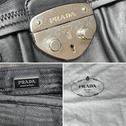 Prada Large Sound Lock Leather Shoulder Bag