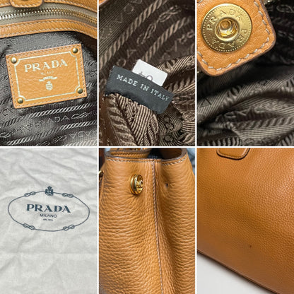 Prada Brown Vitello Daino Leather Open Tote