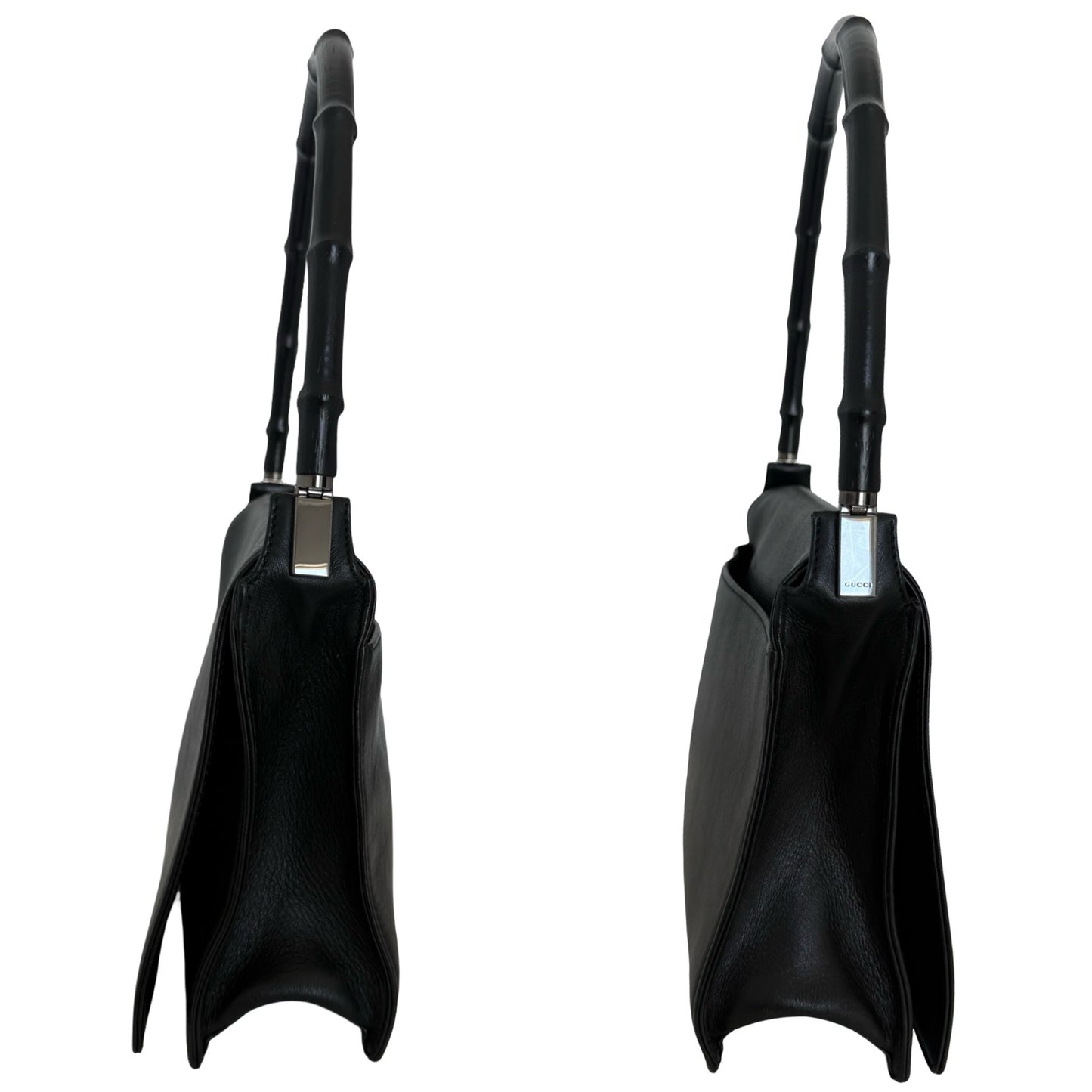Gucci Bamboo Black Leather Flap Shoulder Bag