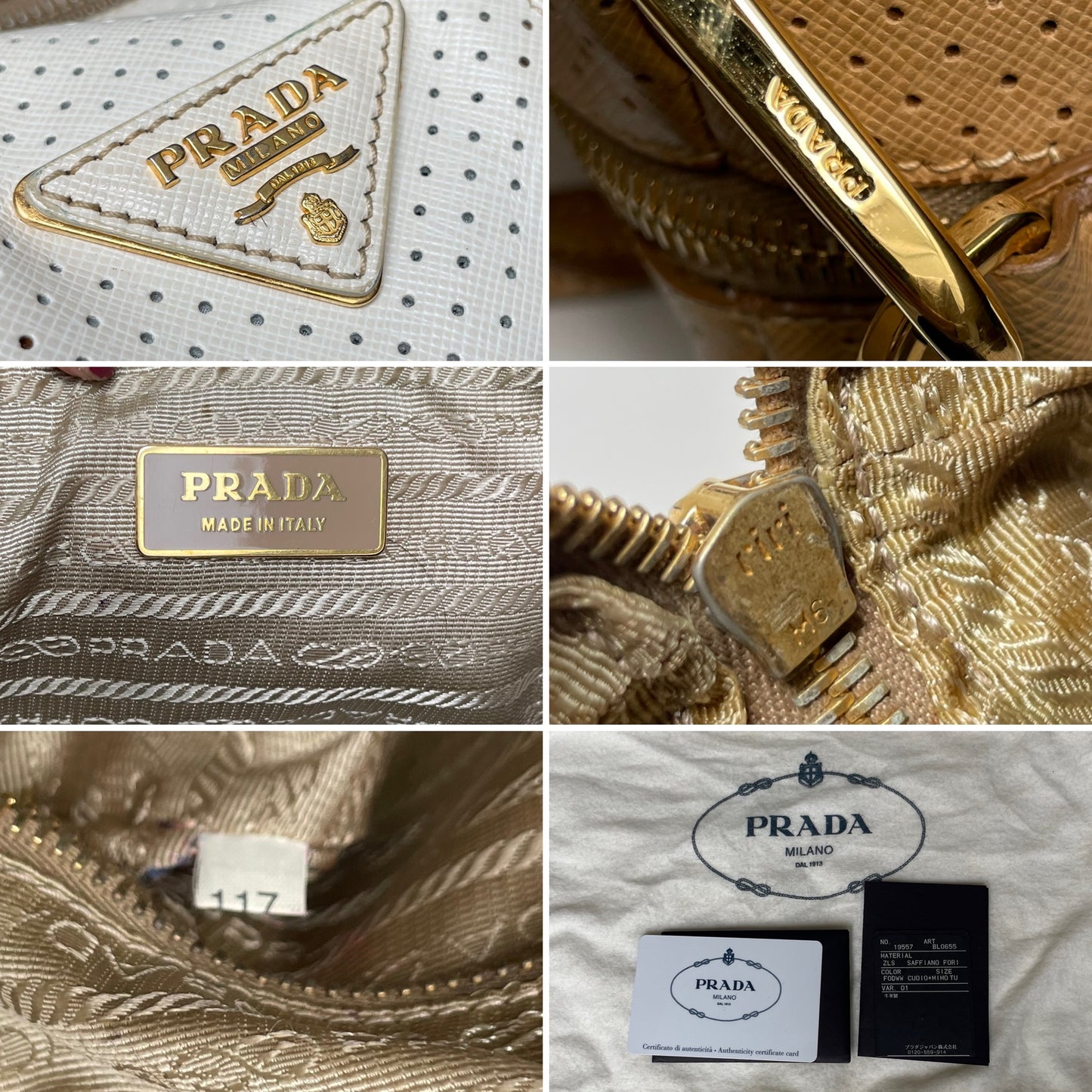 Prada Saffiano Fori Perforeret Stribet Boston