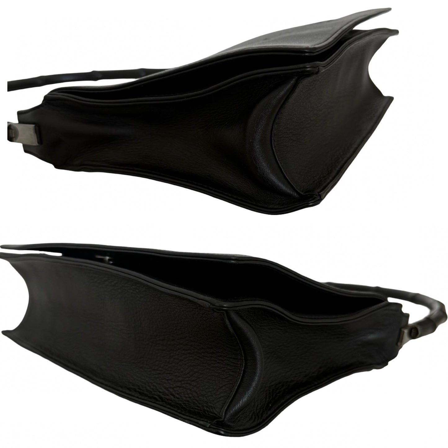 Gucci Bamboo Black Leather Flap Shoulder Bag