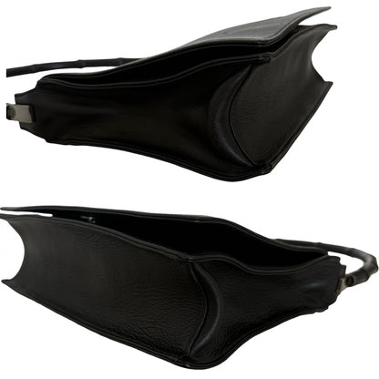 Gucci Bamboo Black Leather Flap Shoulder Bag