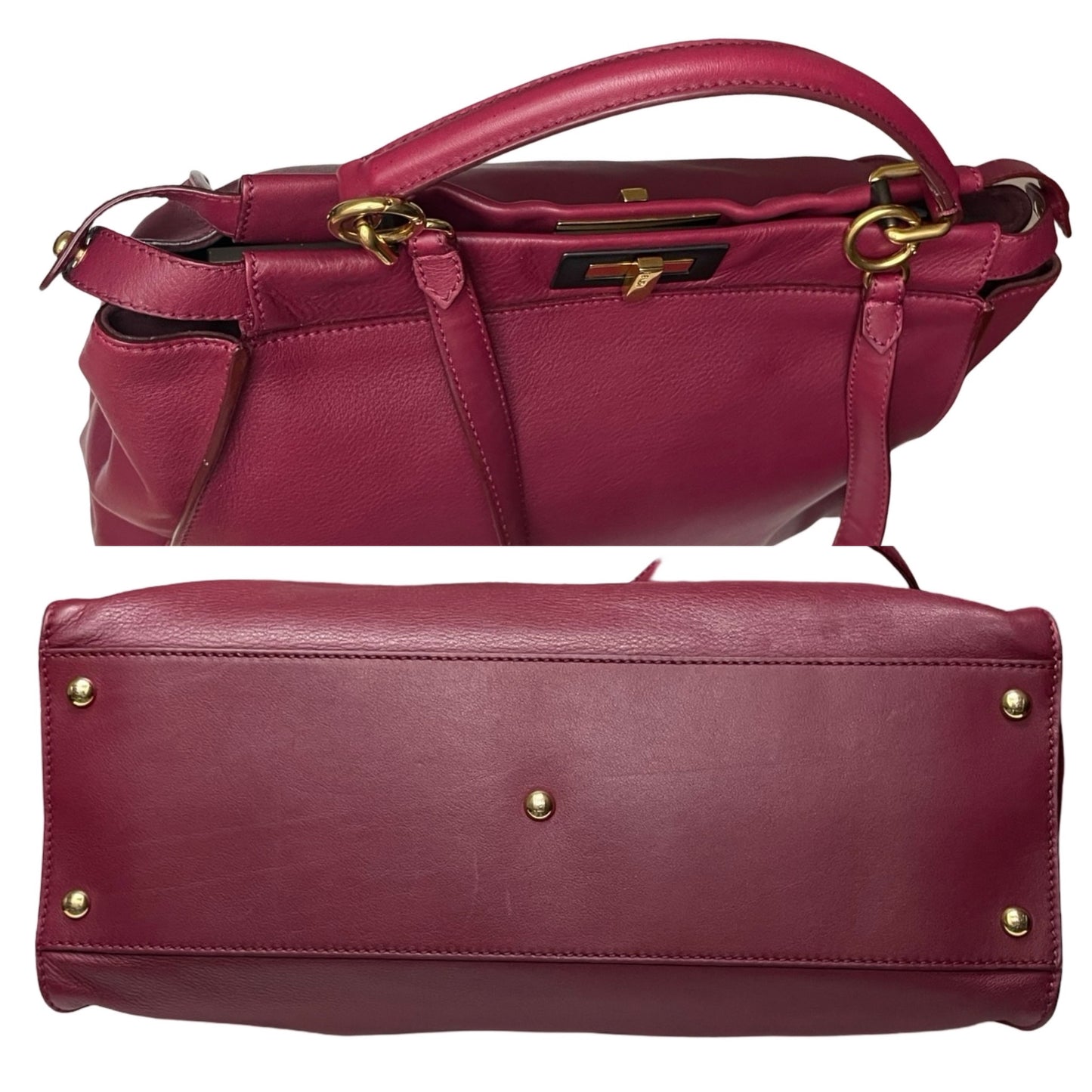 Fendi Burgundy Large Peekaboo Tote