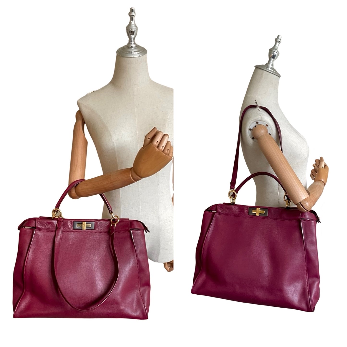 Fendi Burgundy Large Peekaboo Tote