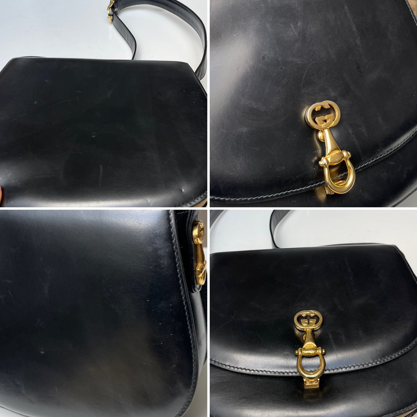 Gucci Vintage Horsebit Leather Shoulder Bag