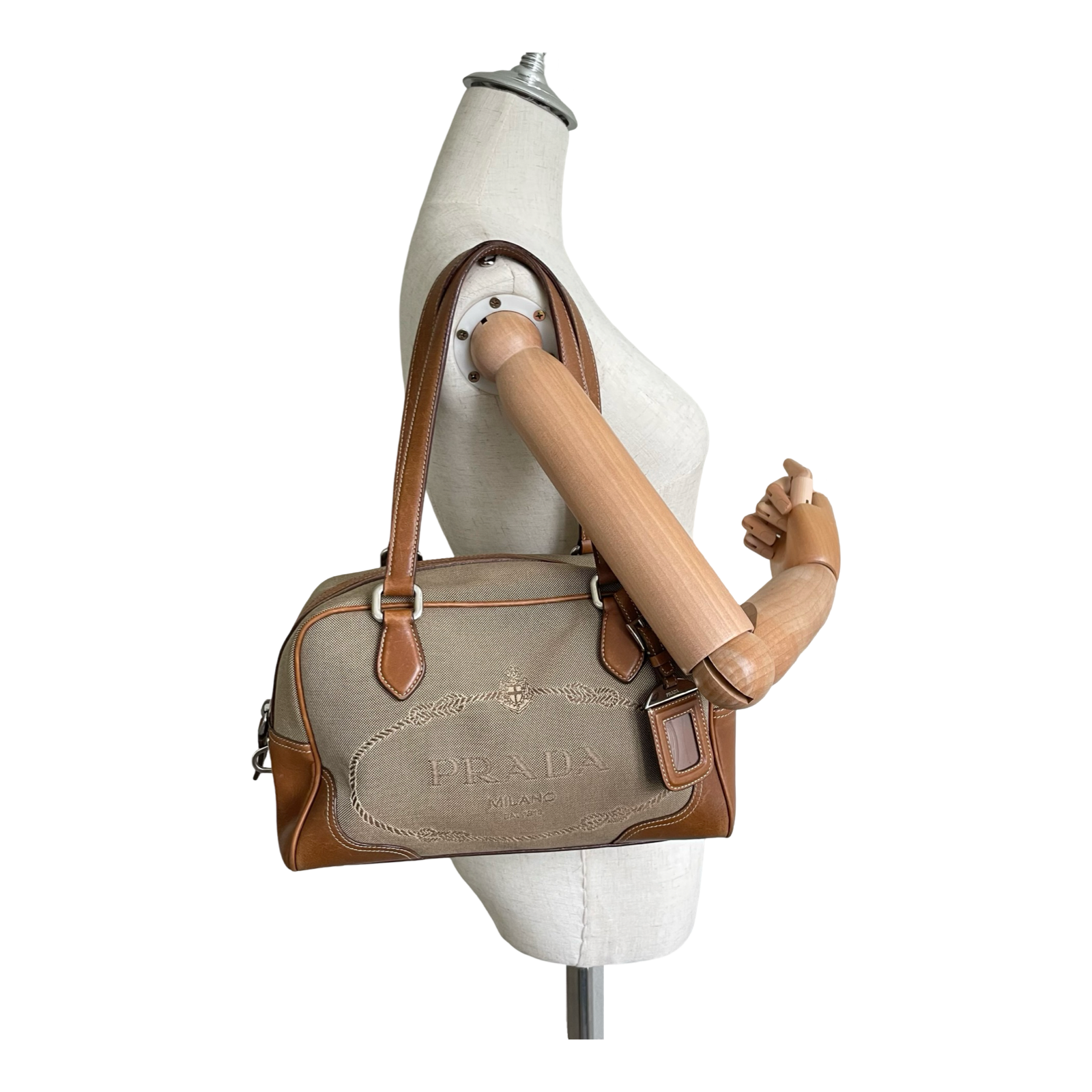 Prada Canvas Jacquard Logo Bag 2xmi Vintage