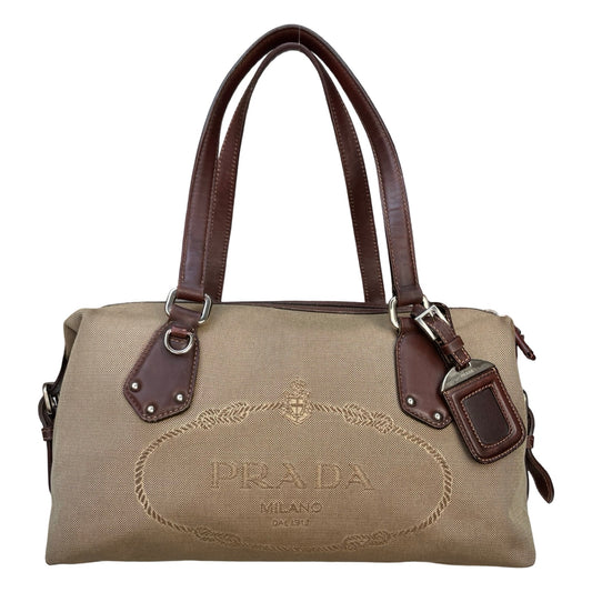 Prada Canvas Jacquard Logo Bowling Bag