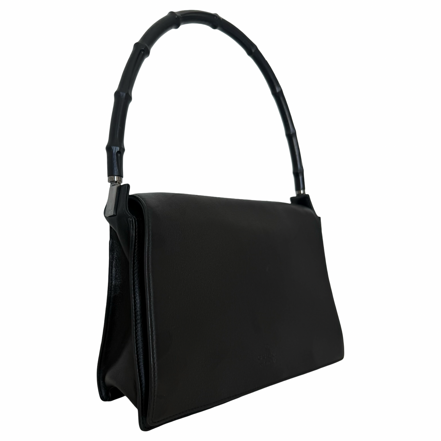 Gucci Bamboo Black Leather Flap Shoulder Bag