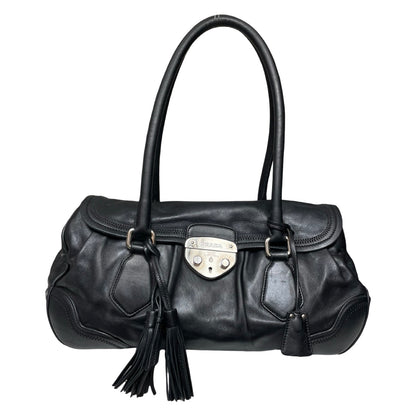 Prada Large Sound Lock Leather Shoulder Bag