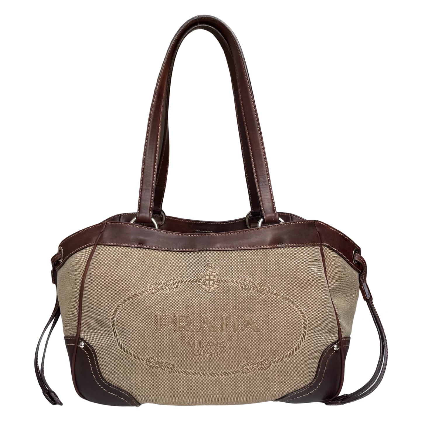 Prada Canvas Jacquard Logo Bag