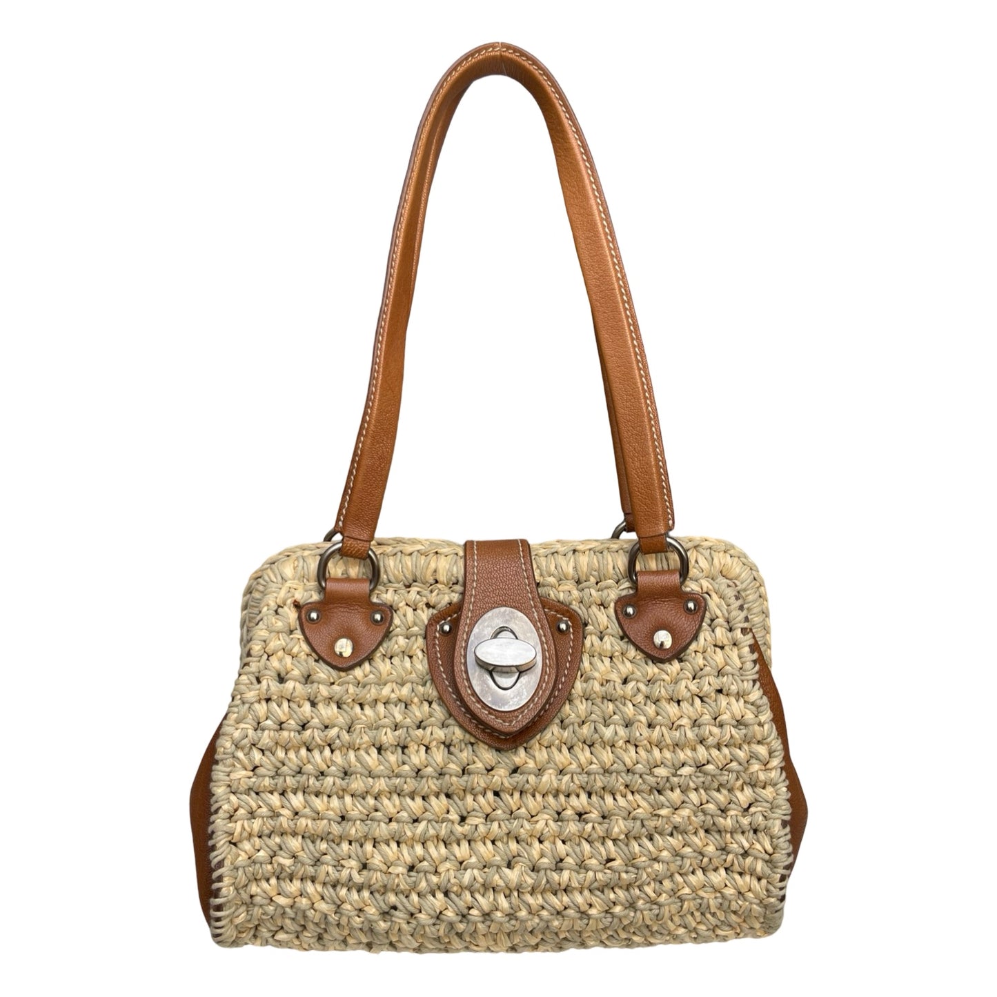 Miu Miu Crochet Raffia Shoulder Bag