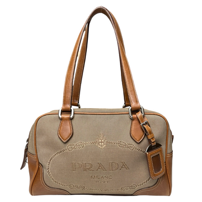 Prada Canvas Jacquard Logo Bag