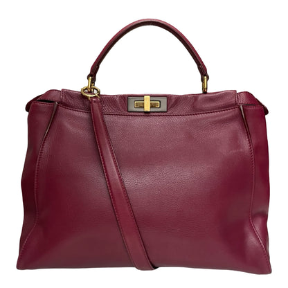 Fendi Burgundy Large Peekaboo Tote