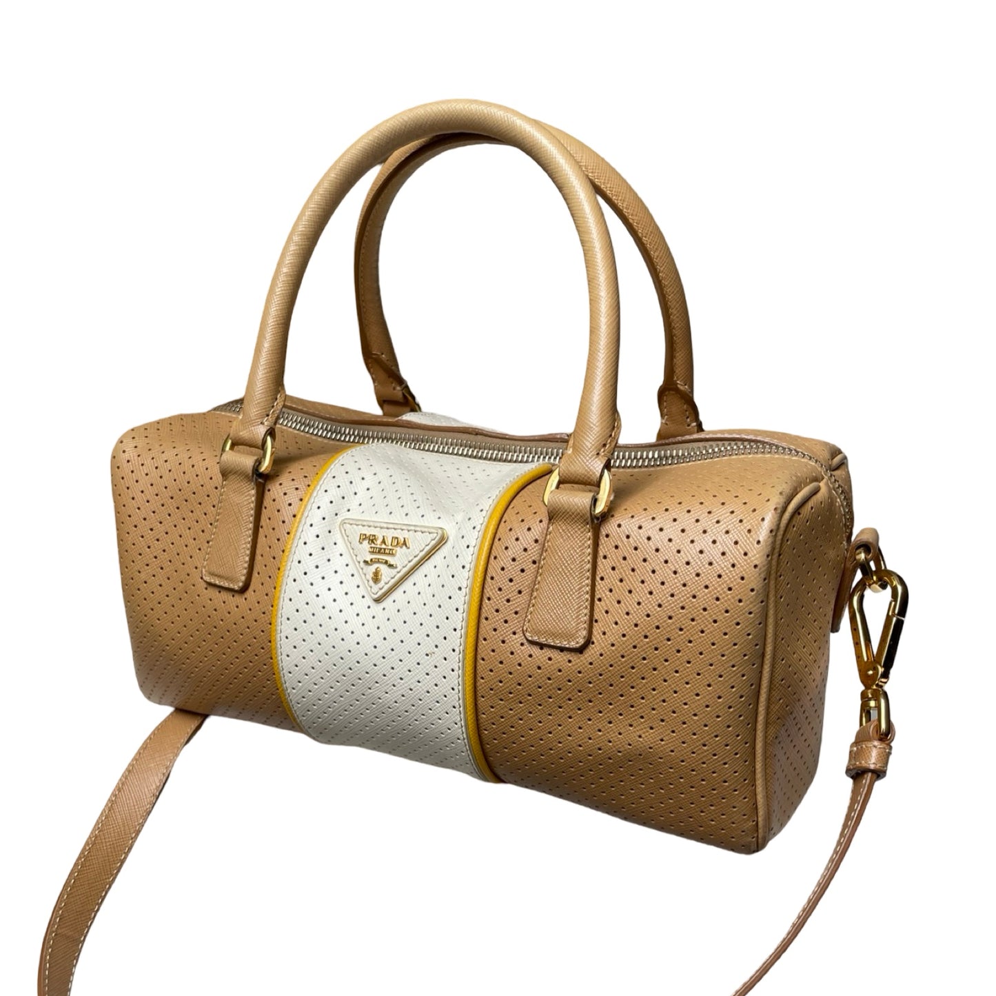 Prada Saffiano Fori Perforeret Stribet Boston