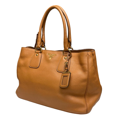 Prada Brown Vitello Daino Leather Open Tote