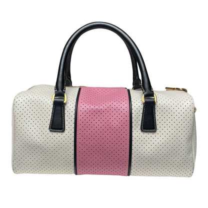 Prada Saffiano Fori Perforated Striped Boston