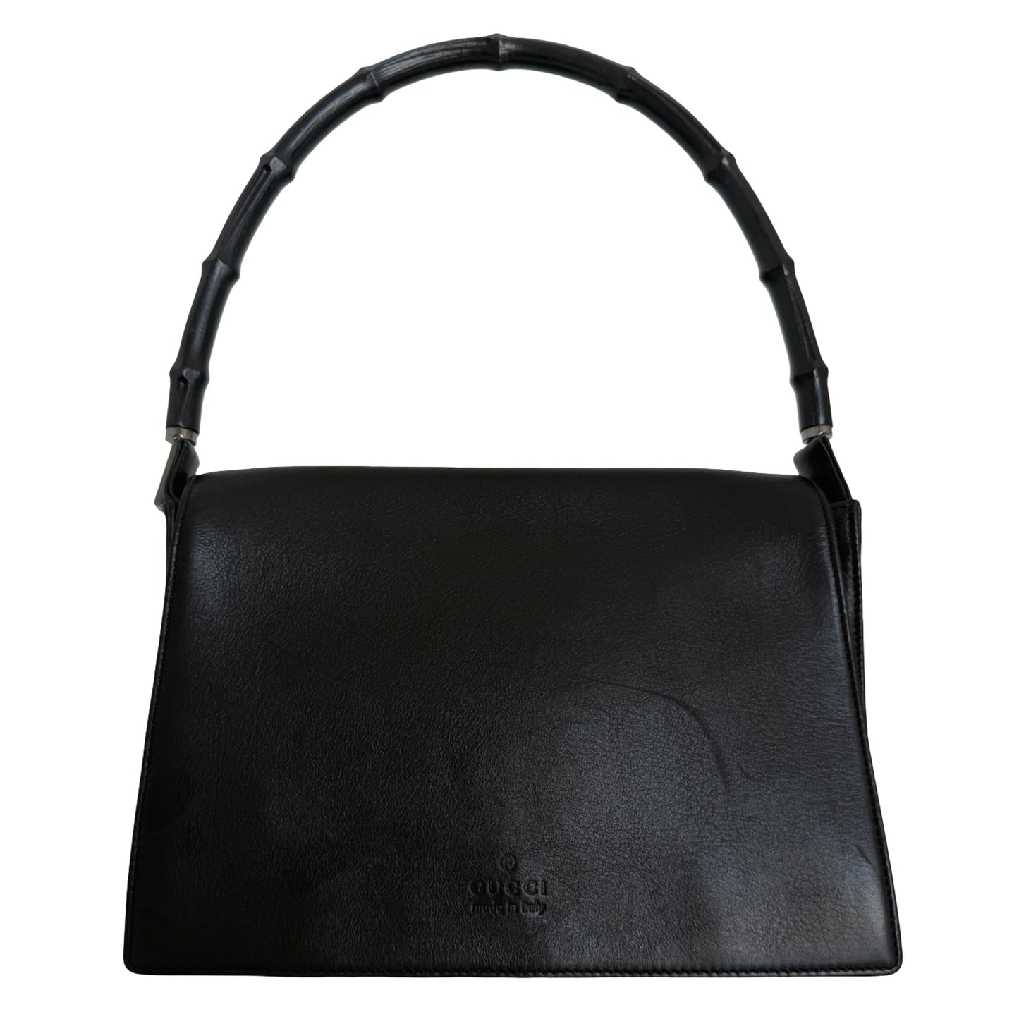 Gucci Bamboo Black Leather Flap Shoulder Bag