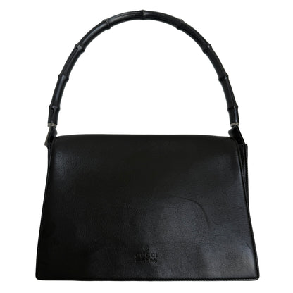 Gucci Bamboo Black Leather Flap Shoulder Bag