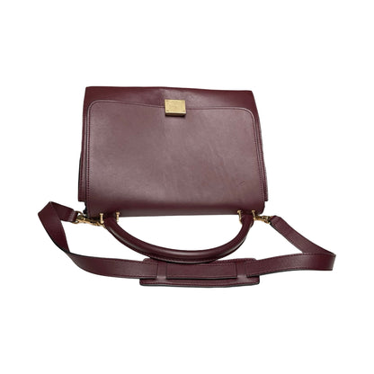 Celine Burgundy Leather & Blue Suede Medium Trapeze Bag