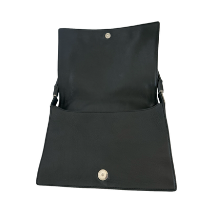 Gucci Bamboo Black Leather Flap Shoulder Bag