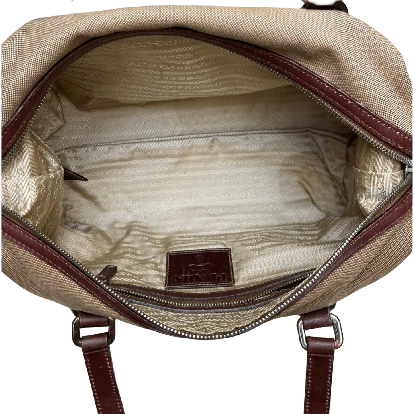 Prada Canvas Jacquard Logo Bowling Bag